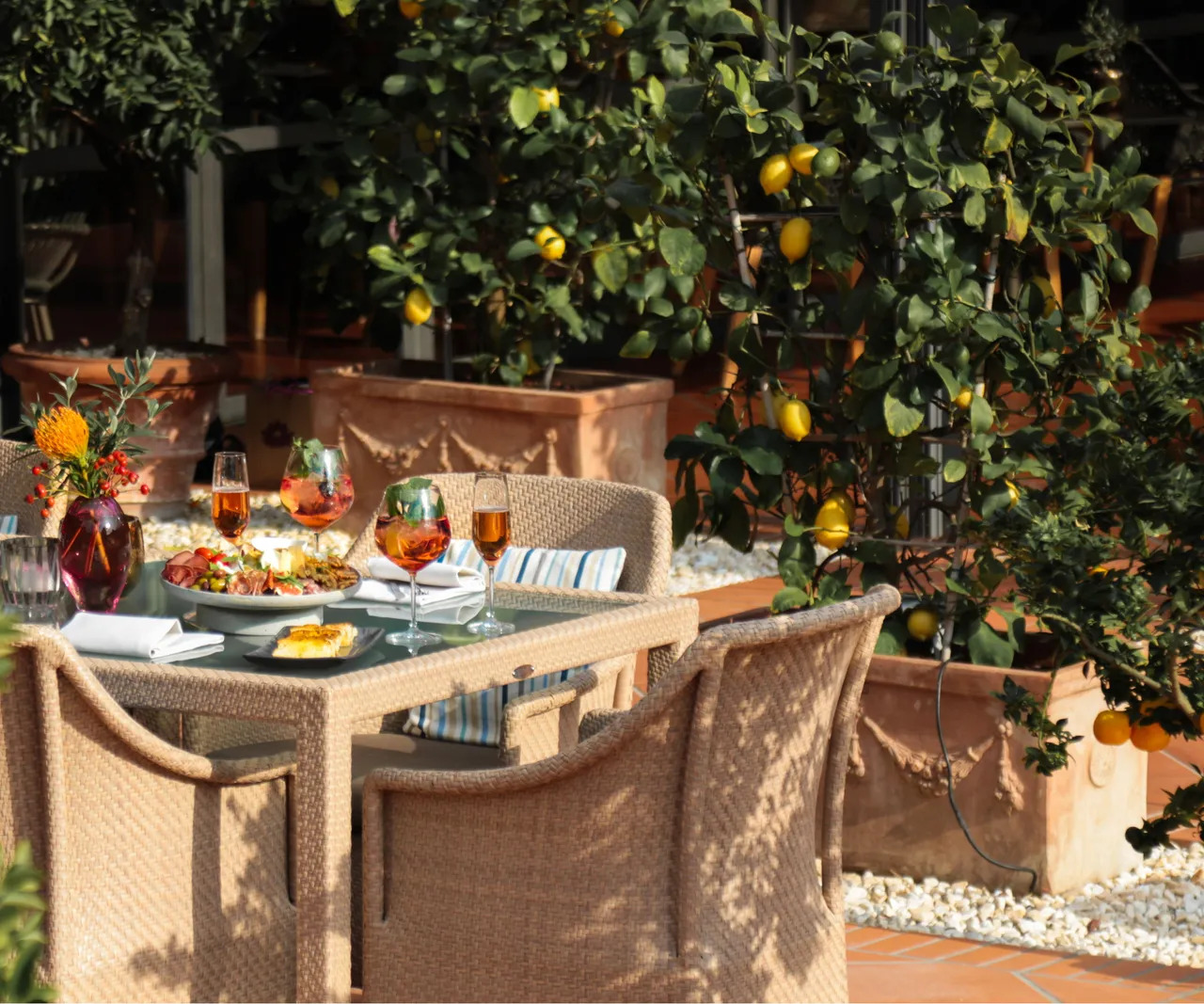 Create a Mediterranean-style patio for your outdoor space.