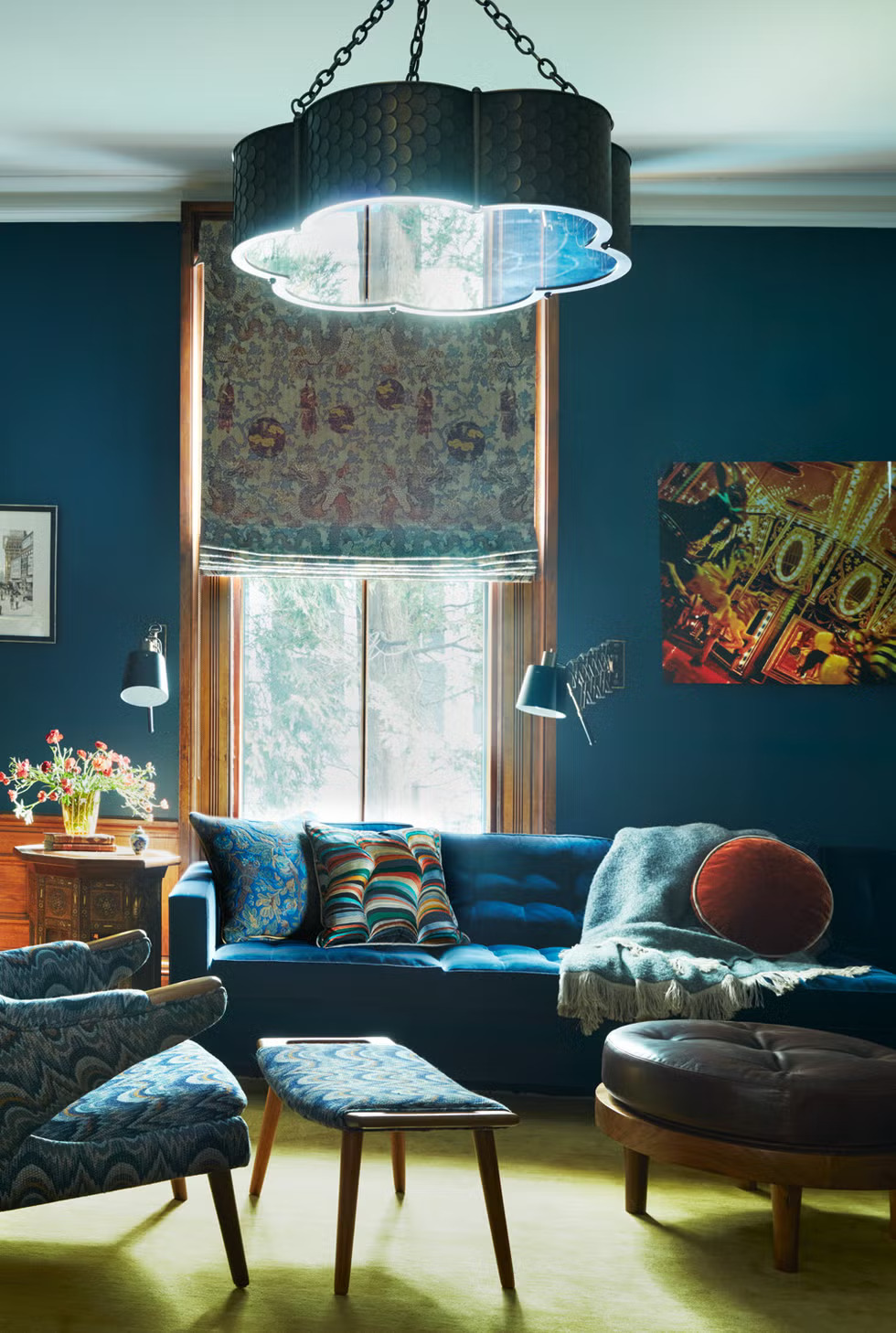 For a regal, sophisticated feel, jewel tones like sapphire blue, ruby red, and emerald green bring bold contrast and depth to a space.