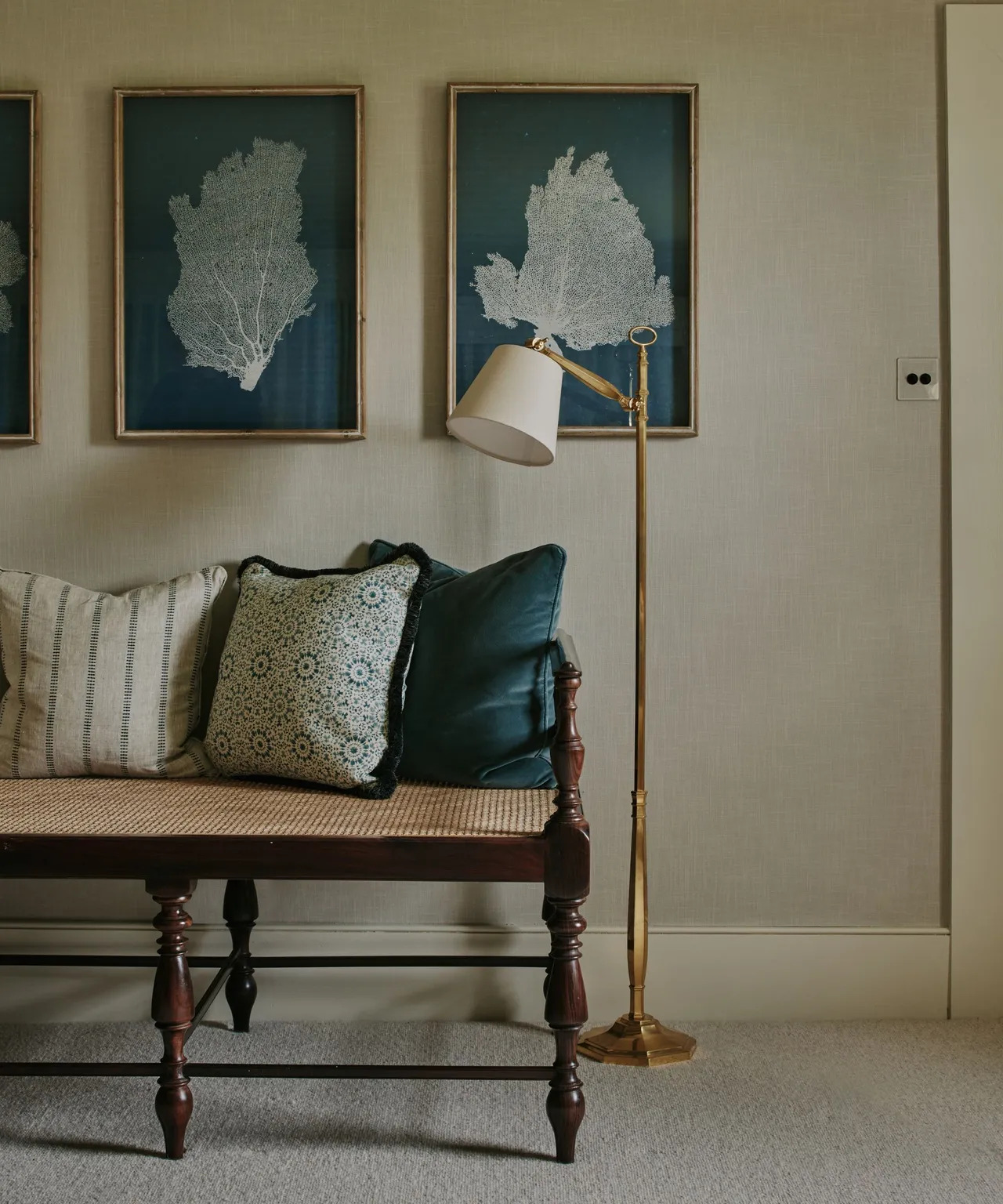Pair mahogany with luxurious textiles or natural materials.