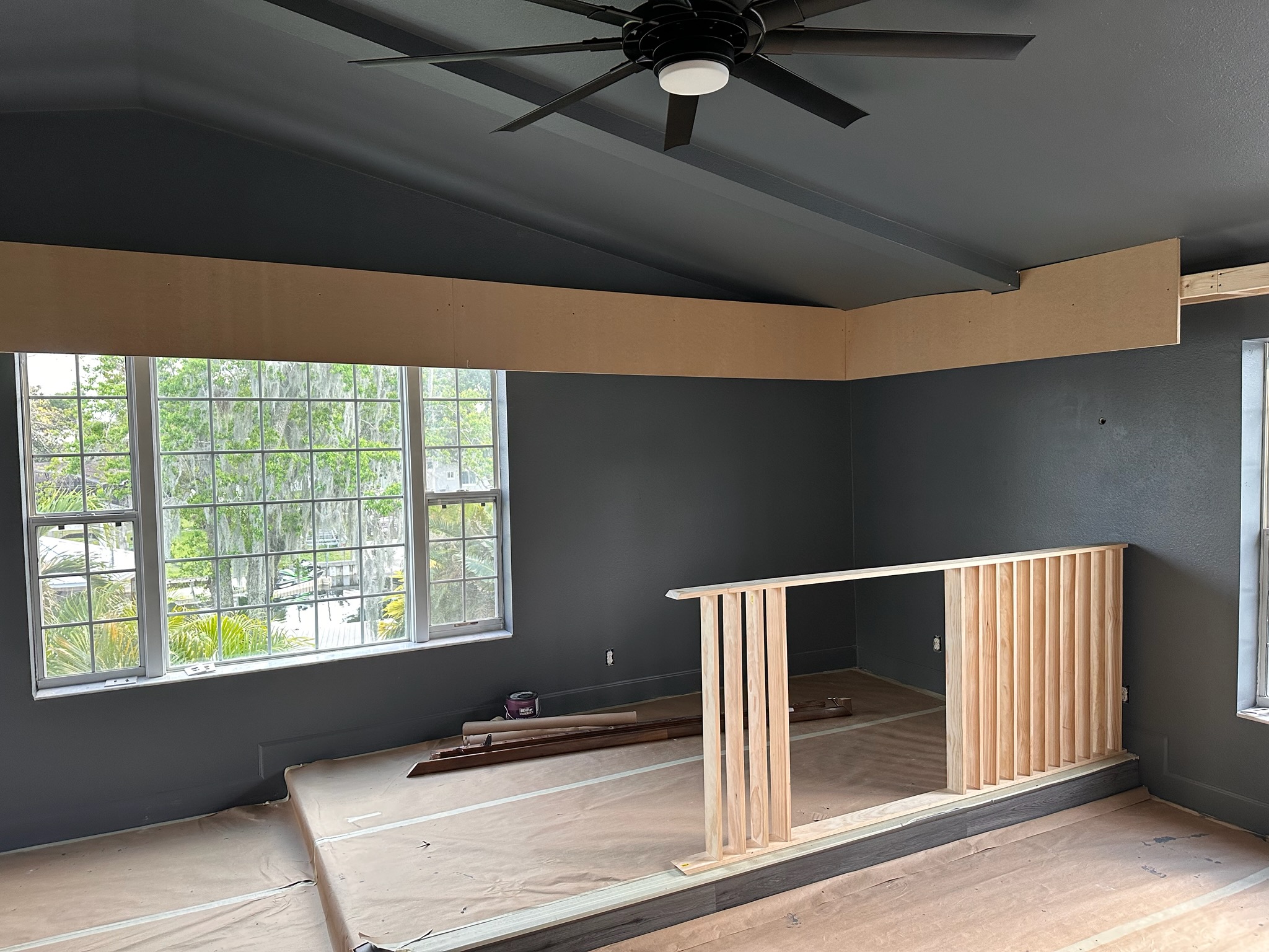 paint drenching gray loft project