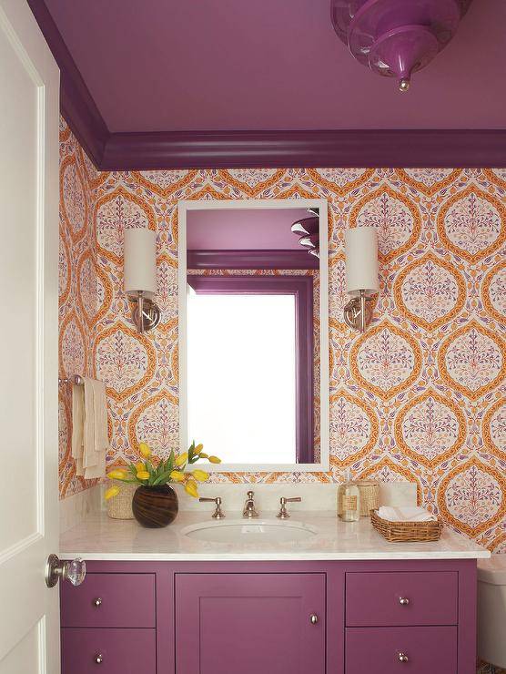 powder room with a painted ceiling