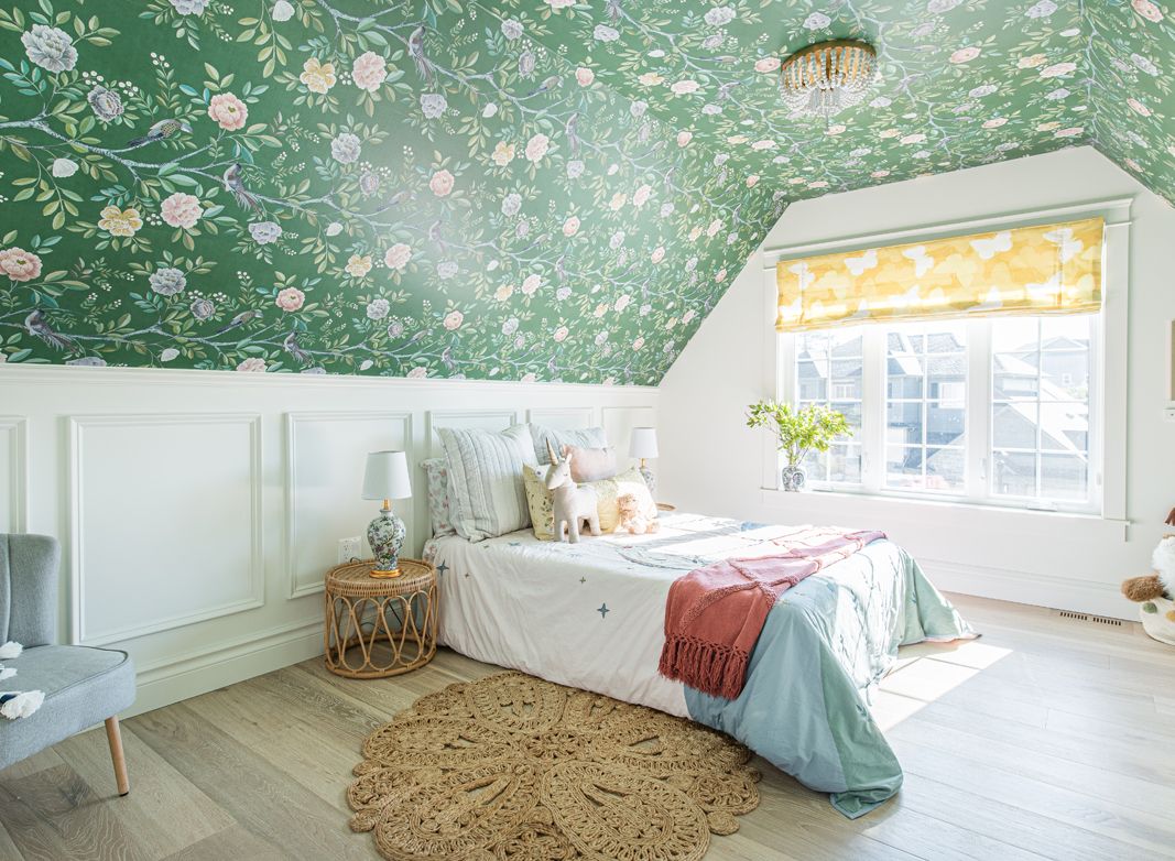 wallpapered ceiling