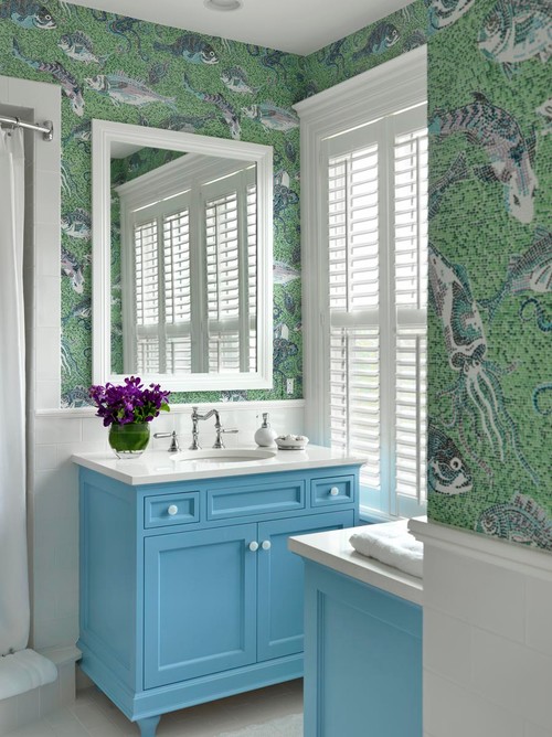 green and blue bathroom 
